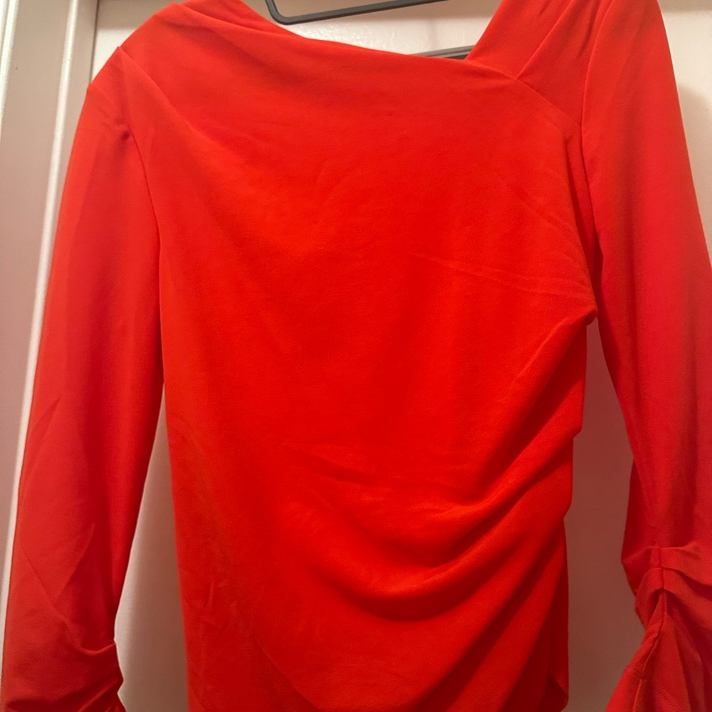 helmut Lang Asymmetrical Red Long Sleeve Top - size medium - Picture 3 of 5